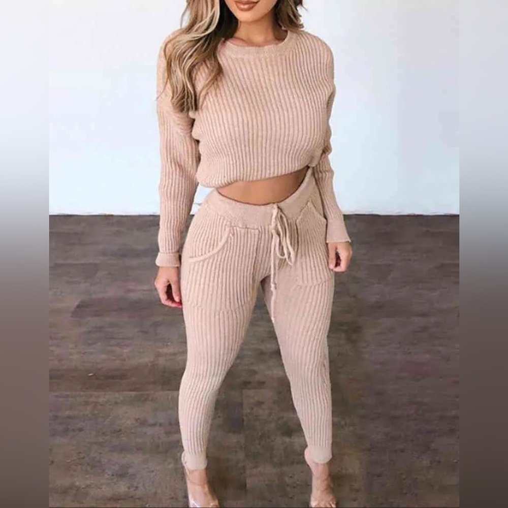 OOTDFash Anna Matching Sweater Set - Taupe